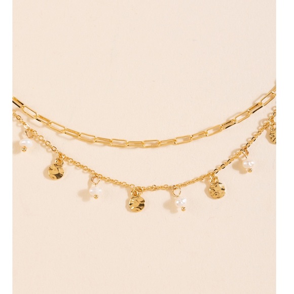 Jamie Two Row Hammered Pearl Necklace - Picture 2 of 6